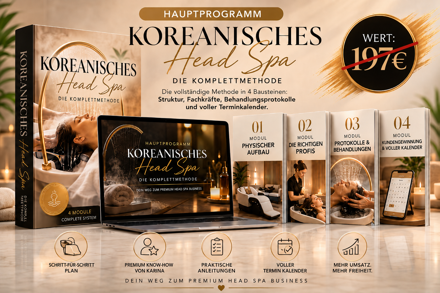 Mockup des Hauptprogramms Koreanisches Head Spa – die Komplettmethode