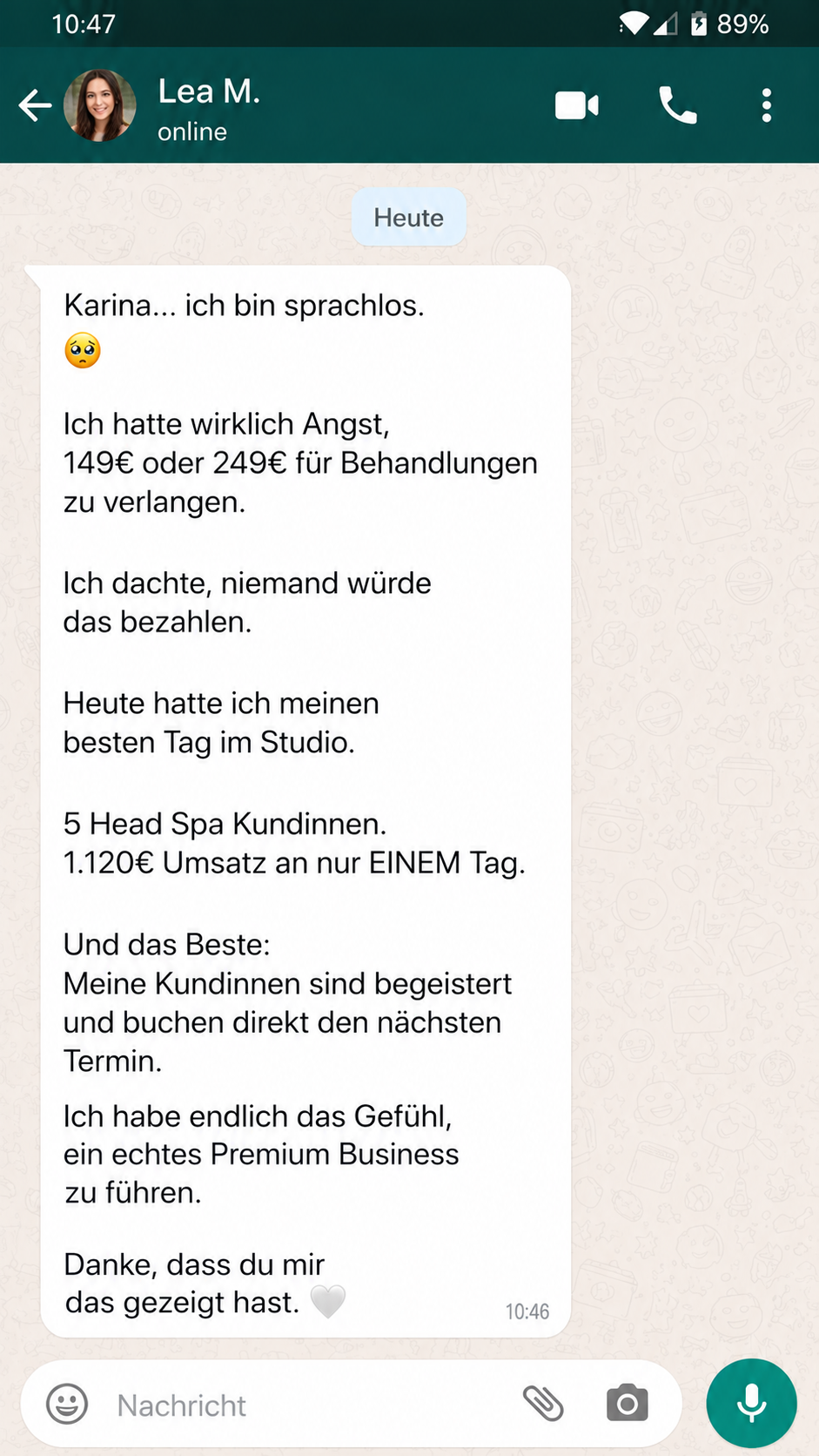 Nachricht einer Teilnehmerin: Lea M.