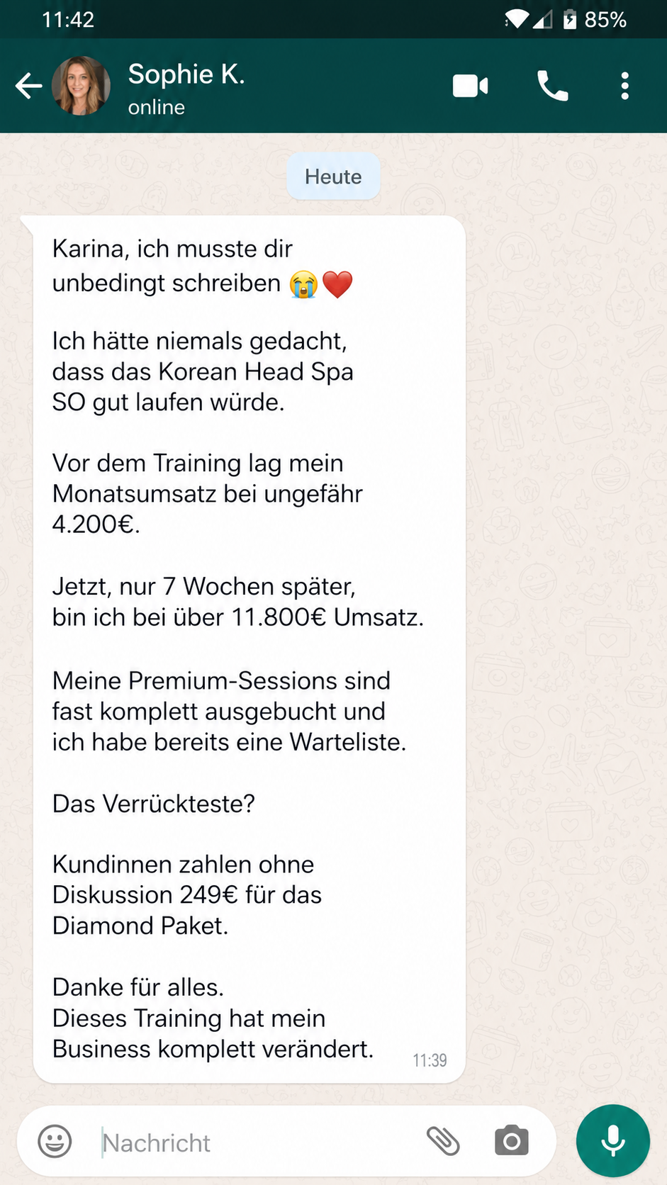 Nachricht einer Teilnehmerin: Sophie K.